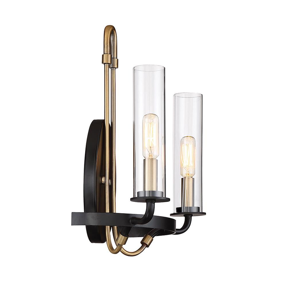 Savoy House Kearney 2-Light Wall Sconce in Vintage Black with Warm Brass 9-8073-2-51