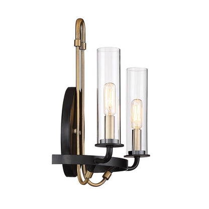 Savoy House Kearney 2-Light Wall Sconce in Vintage Black with Warm Brass 9-8073-2-51