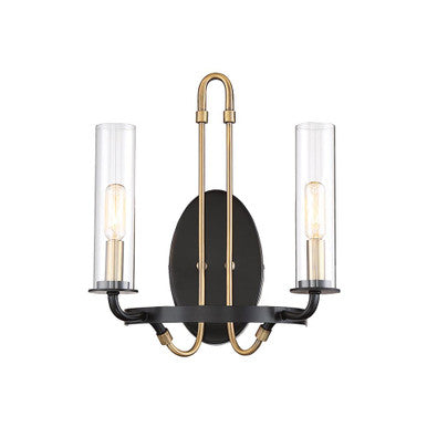 Savoy House Kearney 2-Light Wall Sconce in Vintage Black with Warm Brass 9-8073-2-51