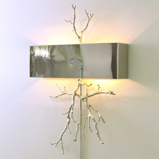 Global Views Twig Wall Sconce Nickel with Cord Cover 9.91798