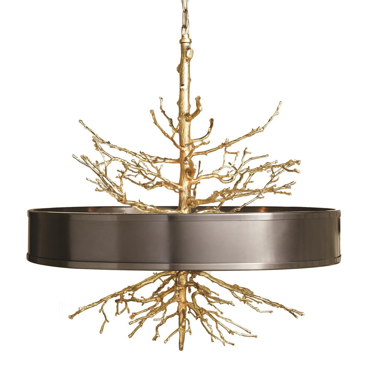 Global Views Twig Pendant Chandelier Brass with Bronze Shade 9.91799