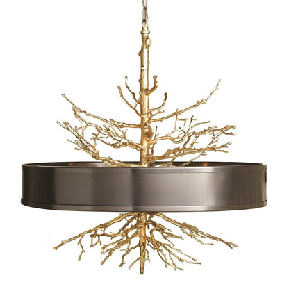 Global Views Twig Pendant Chandelier Brass with Bronze Shade 9.91799