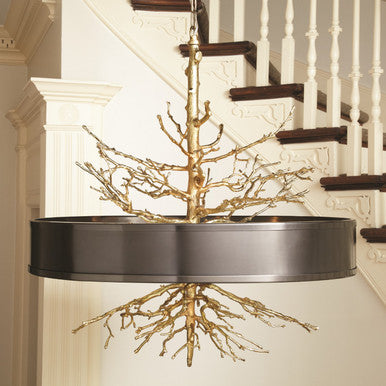 Global Views Twig Pendant Chandelier Brass with Bronze Shade 9.91799