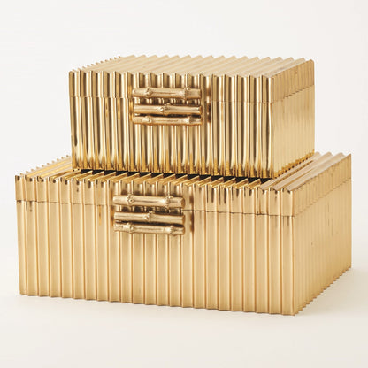 Global Views Corrugated Bamboo Box Brass Small 9.92035