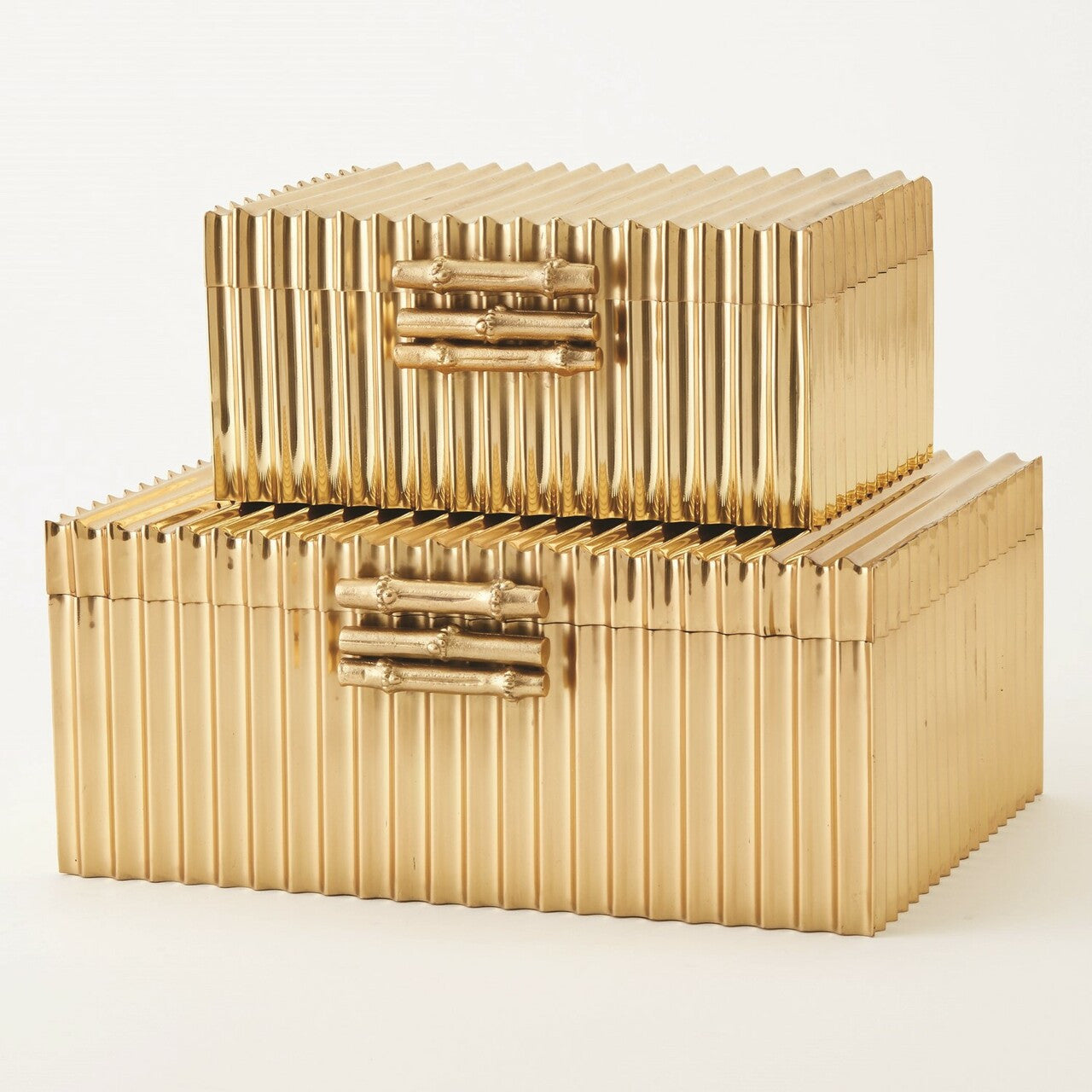 Global Views Corrugated Bamboo Box Brass Large 9.92034