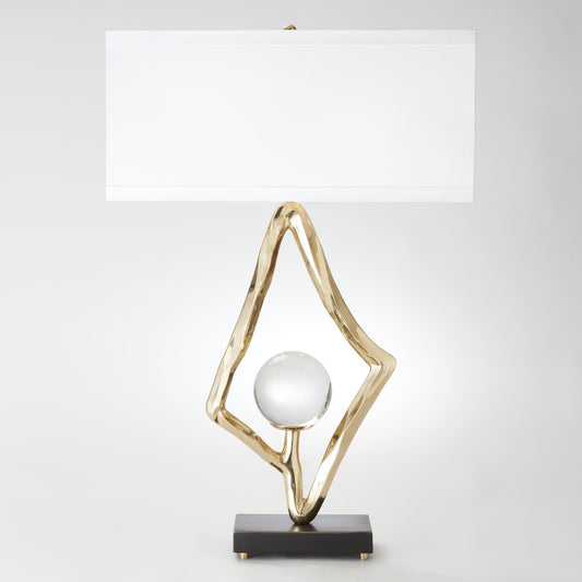 Global Views Abstract Lamp with 6 inch Crystal Sphere Brass 9.92511