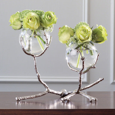 Global Views Twig 2 Vase Holder Nickel 9.92658