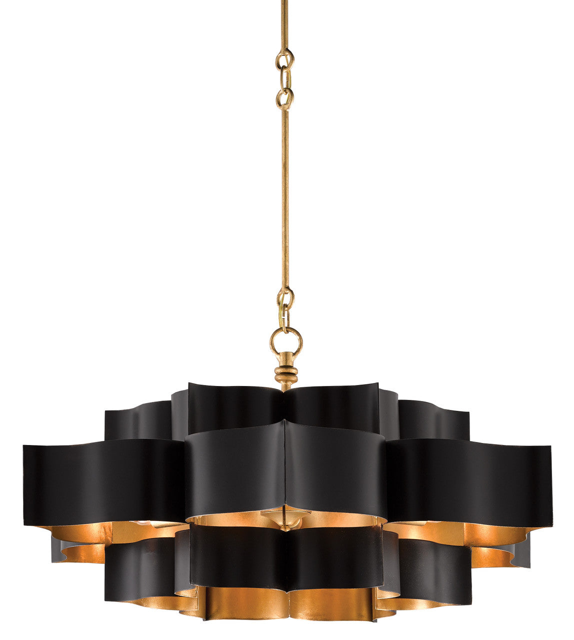 Currey & Co. Grand Lotus Large Black Chandelier 9000-0429