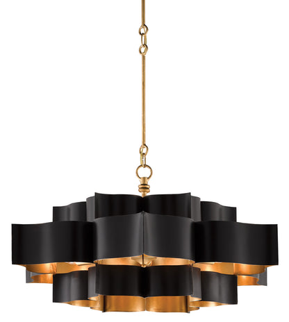 Currey & Co. Grand Lotus Large Black Chandelier 9000-0429