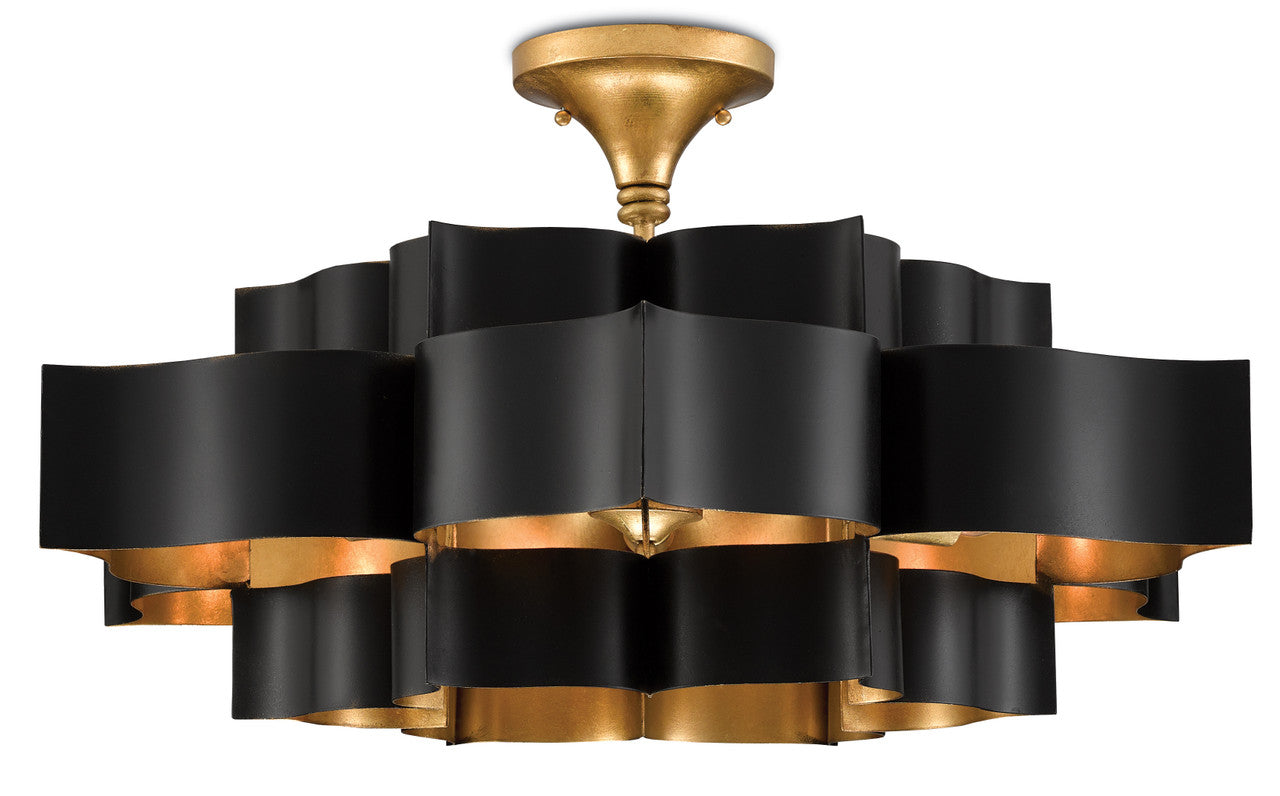 Currey & Co. Grand Lotus Large Black Chandelier 9000-0429