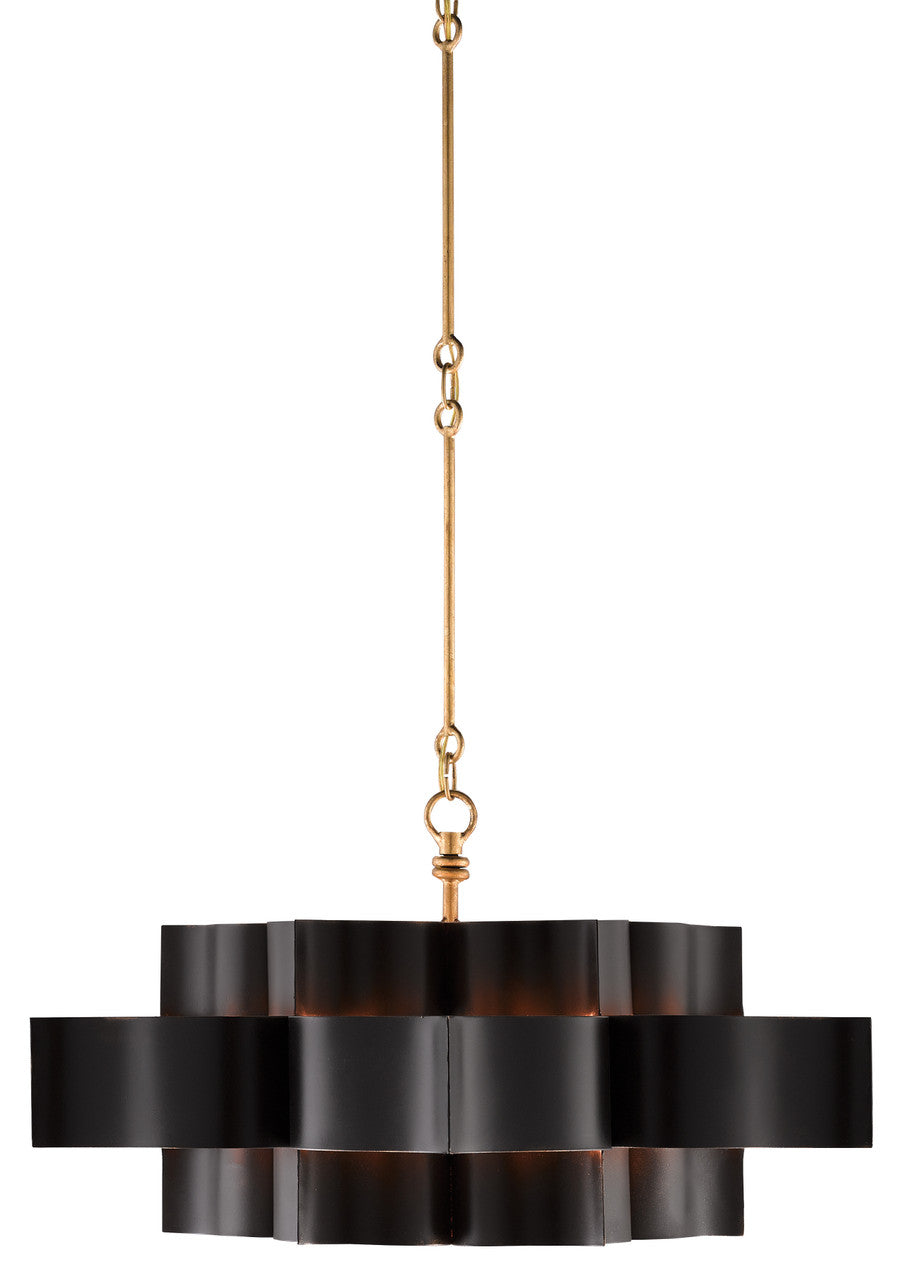 Currey & Co. Grand Lotus Large Black Chandelier 9000-0429