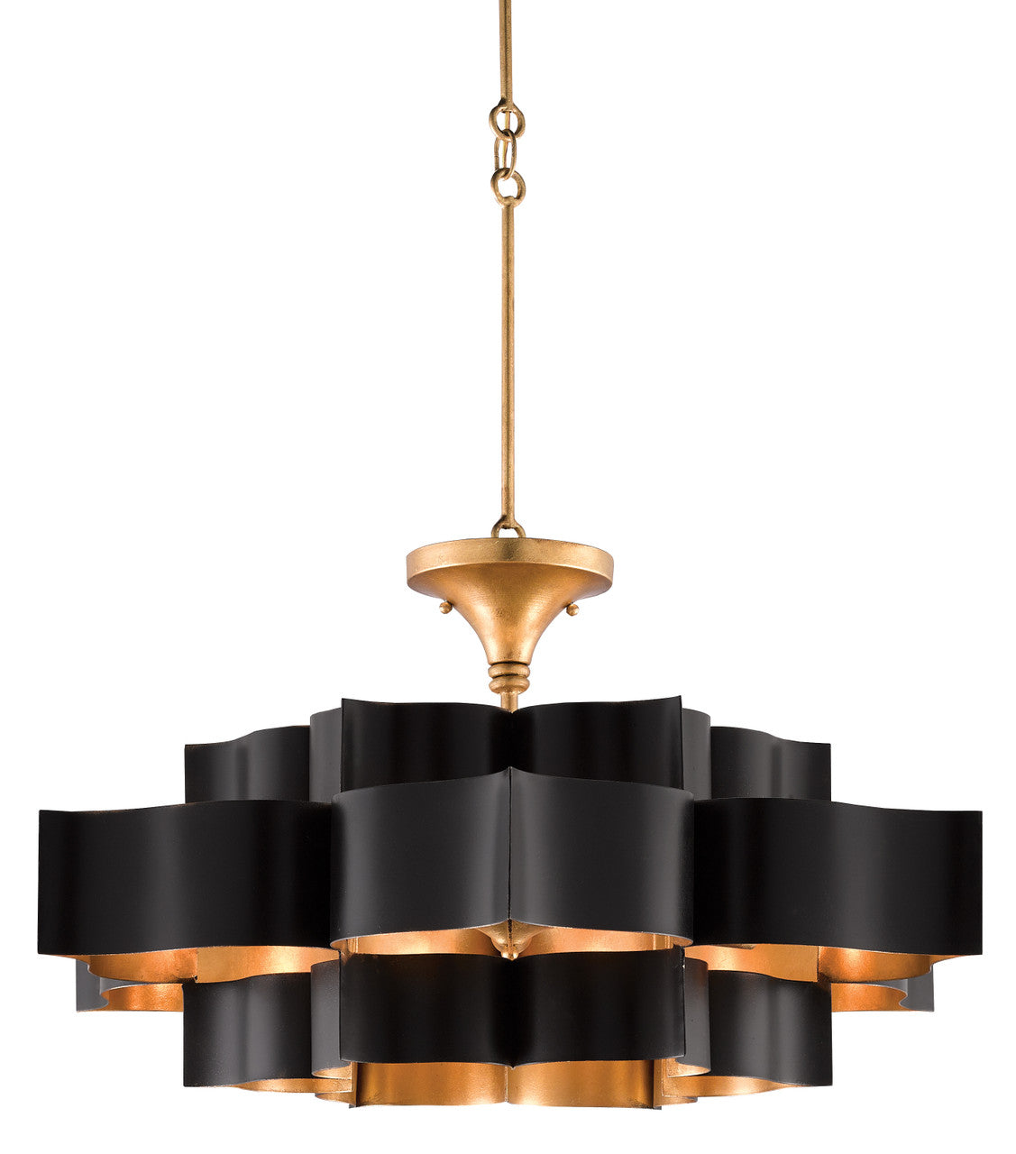 Currey & Co. Grand Lotus Black Large Chandelier 9000-0429