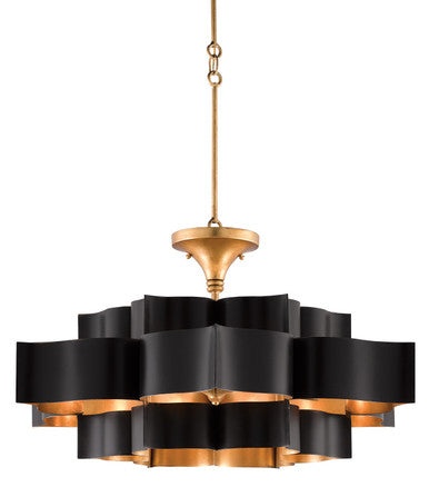 Currey & Co. Grand Lotus Large Black Chandelier 9000-0429