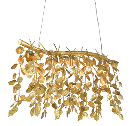 Currey & Co. Golden Eucalyptus Rectangular Chandelier 9000-0781