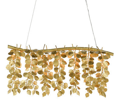 Currey & Co. Golden Eucalyptus Rectangular Chandelier 9000-0781