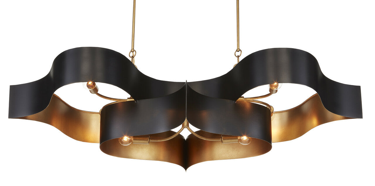 Currey & Co. Grand Lotus Black Oval Chandelier 9000-0853