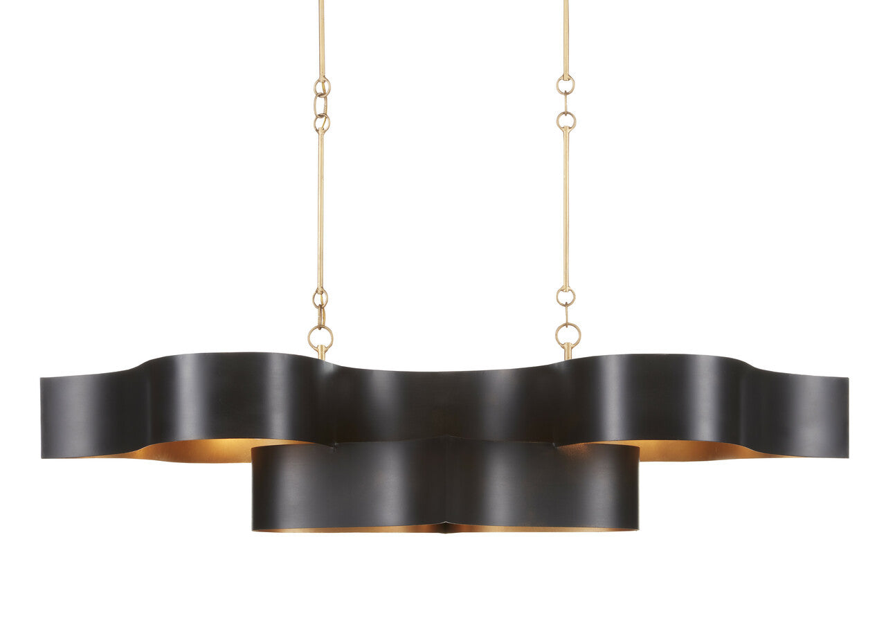 Currey & Co. Grand Lotus Black Oval Chandelier 9000-0853