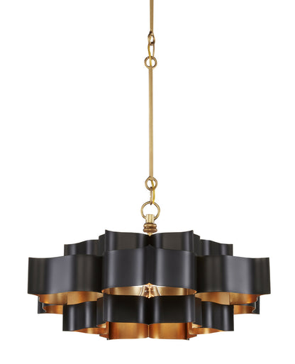 Currey & Co. Grand Lotus Small Black Chandelier 9000-0855