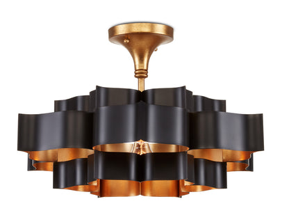 Currey & Co. Grand Lotus Small Black Chandelier 9000-0855