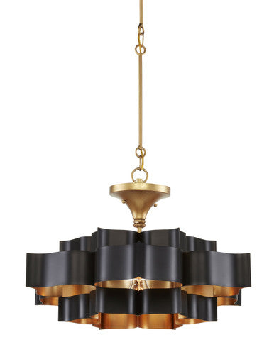 Currey & Co. Grand Lotus Small Black Chandelier 9000-0855