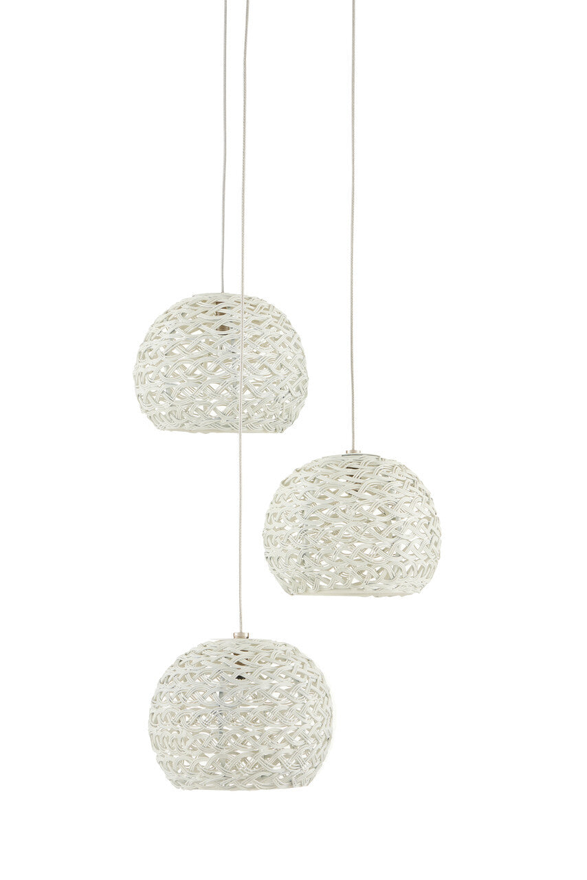 Currey & Co. Piero White 3-Light Round Multi-Drop Pendant 9000-0910