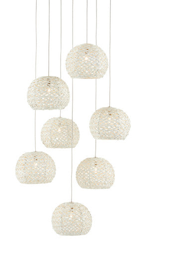 Currey & Co. Piero White 7-Light Round Multi-Drop Pendant 9000-0911