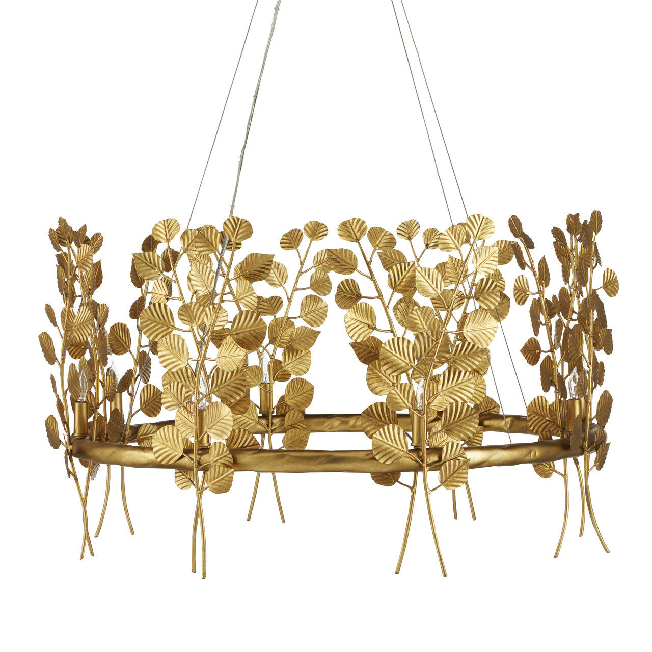 Currey & Co. Golden Eucalyptus Round Chandelier 9000-0975