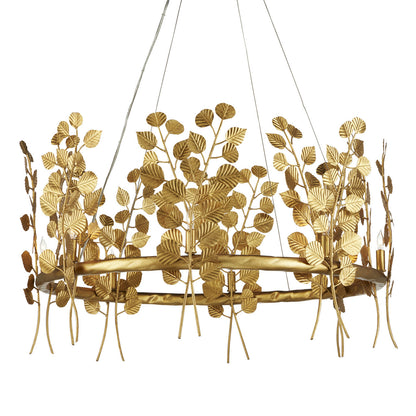 Currey & Co. Golden Eucalyptus Round Chandelier 9000-0975