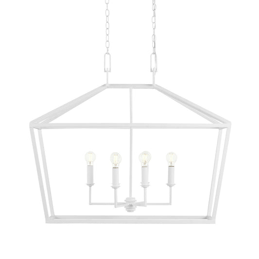 Currey & Co. Denison White Rectangular Chandelier 9000-0979