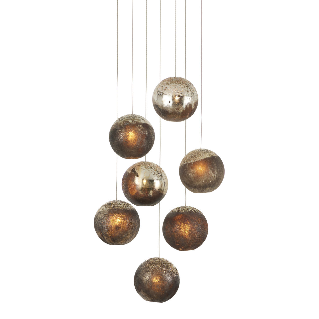 Currey & Co. Pathos Round 7-Light Multi-Drop Pendant 9000-1014