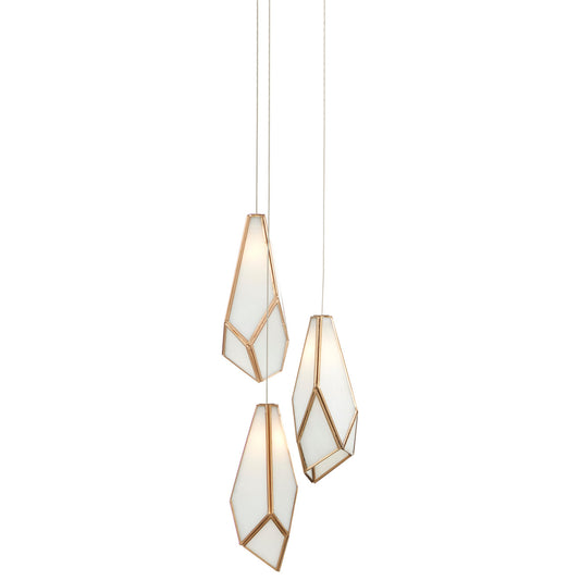 Currey & Co. Glace White 3-Light Multi-Drop Pendant 9000-1034