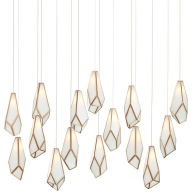 Currey & Co. Glace White 15-Light Linear Multi-Drop Pendant 9000-1037