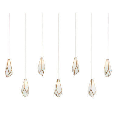 Currey & Co. Glace White 7-Light Linear Multi-Drop Pendant 9000-1072