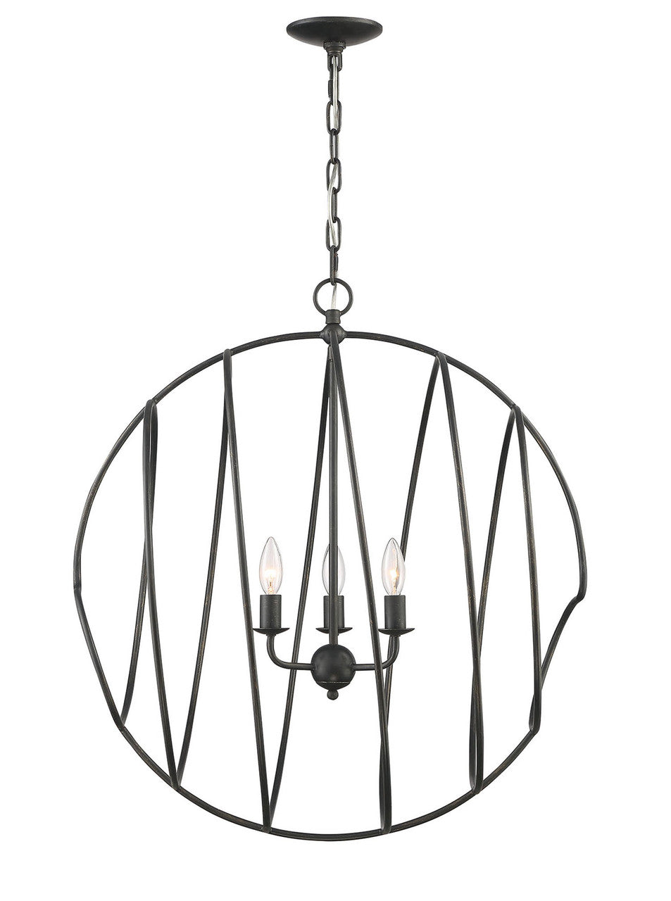 Currey & Co. Conduit Large 3-Light Industrial Orb Chandelier 9000-2005