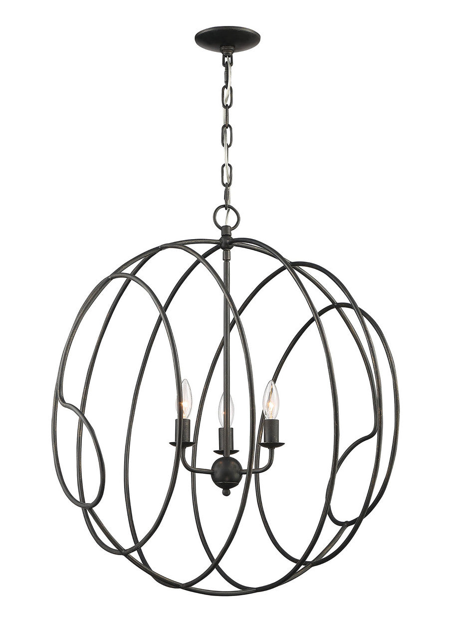 Currey & Co. Conduit Large 3-Light Industrial Orb Chandelier 9000-2005