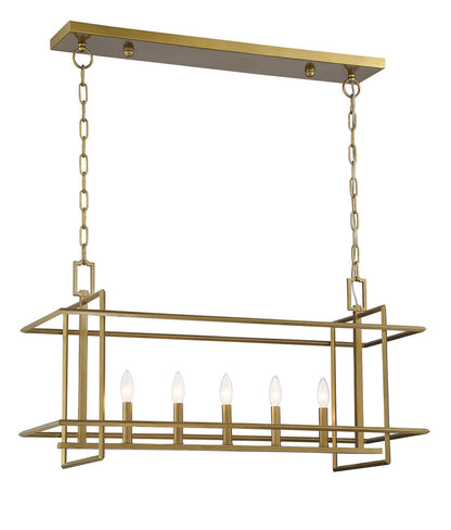 Currey & Co. Ormand 5-Light Brass Linear Kitchen Island Pendant 9000-2008