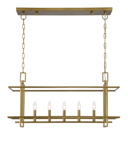 Currey & Co. Ormand 5-Light Brass Linear Kitchen Island Pendant 9000-2008