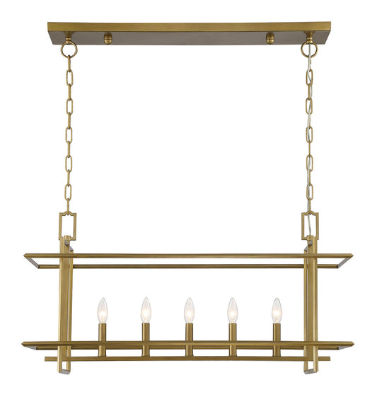 Currey & Co. Ormand 5-Light Brass Linear Kitchen Island Pendant 9000-2008