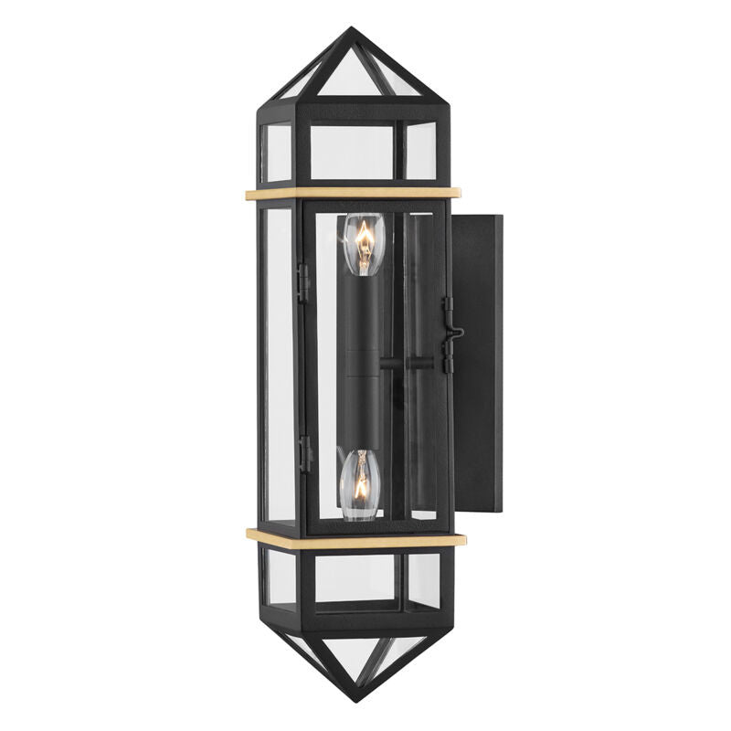 Hudson Valley Lighting Bedford Hills Wall Sconce in Aged Brass/black 9002-AGB/BK