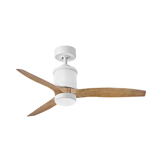 Hinkley Hover 52" LED Ceiling Fan Indoor/Outdoor Matte White With Koa Blades with HIRO Control and Light Kit 900752FWK-LWD