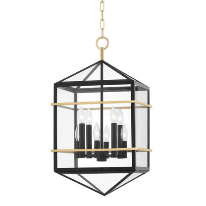 Hudson Valley Lighting Bedford Hills Lantern in Aged Brass/black 9015-AGB/BK