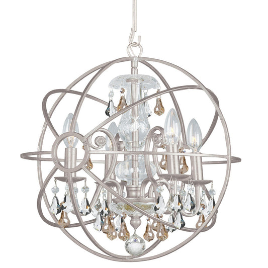 Crystorama Solaris 4 Light Golden Shadow Crystal Olde Silver Mini Chandelier 9025-OS-GS-MWP