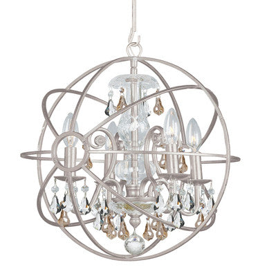 Crystorama Solaris 4 Light Golden Shadow Crystal Olde Silver Mini Chandelier 9025-OS-GS-MWP