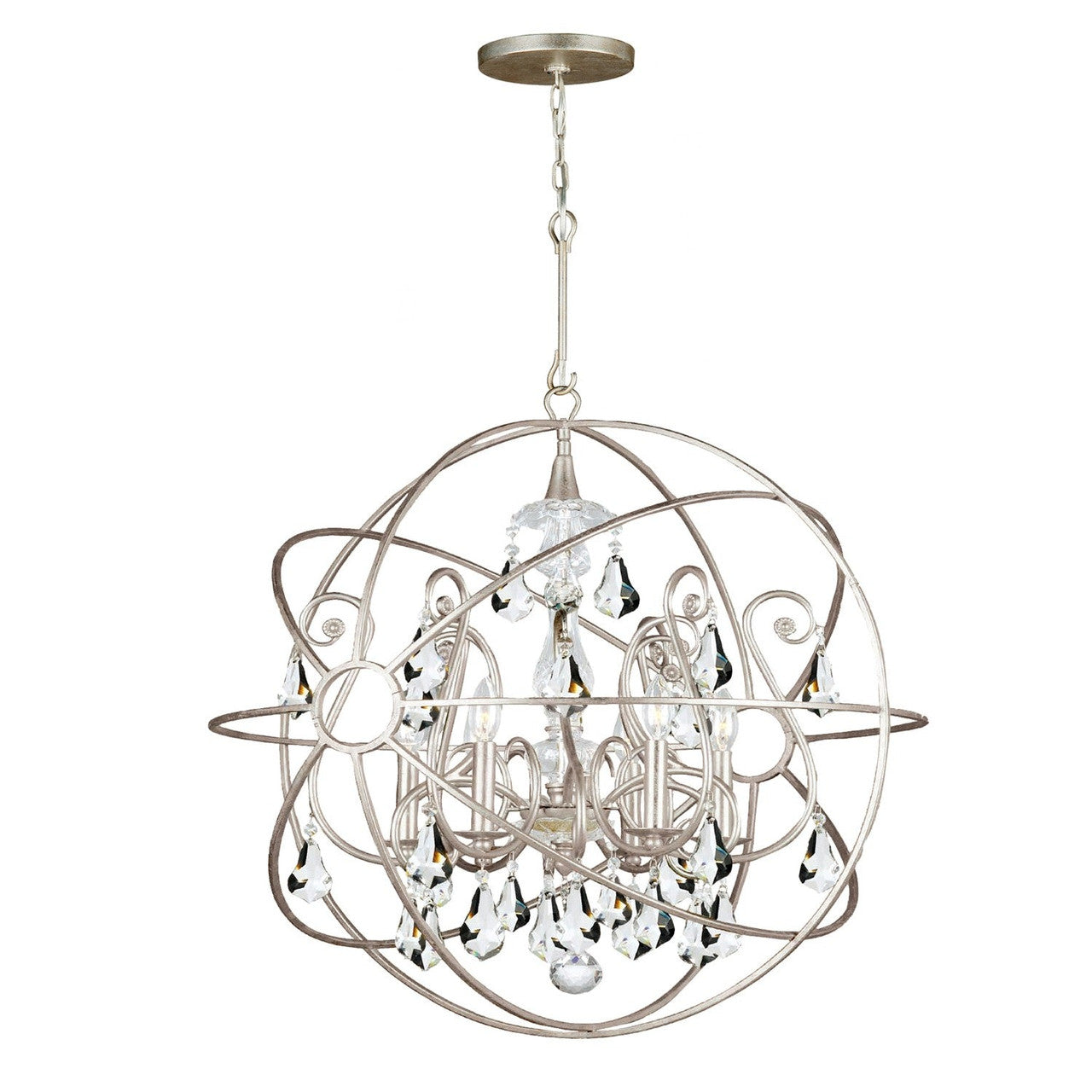 Crystorama Solaris 5 Light Crystal Olde Silver Sphere Chandelier 9026-OS-CL-MWP