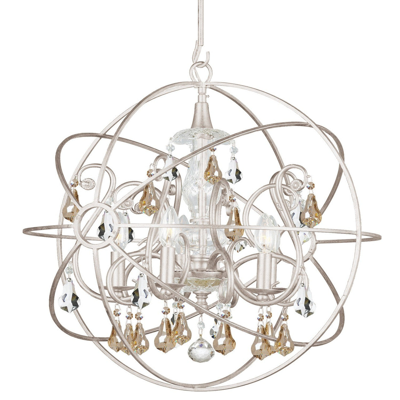 Crystorama Solaris 5 Light Gold Crystal Olde Silver Sphere Chandelier 9026-OS-GS-MWP