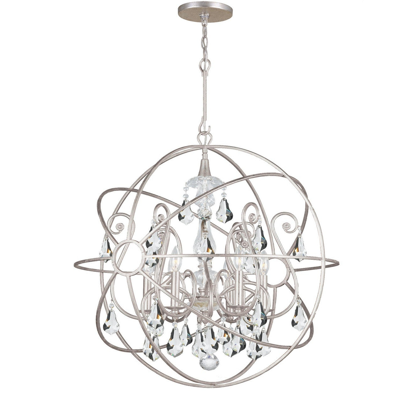 Crystorama Solaris 6 Light Swarovski Strass Crystal Olde Silver Sphere Chandelier 9028-OS-CL-S