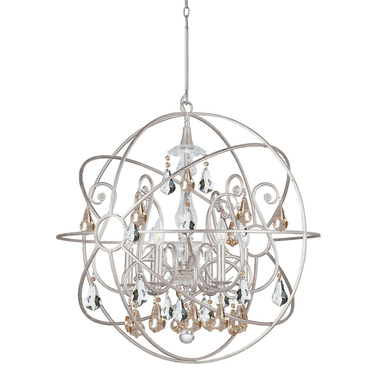 Crystorama Solaris 6 Light Gold Crystal Olde Silver Sphere Chandelier 9028-OS-GS-MWP