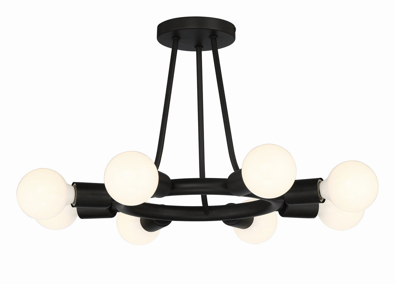 Crystorama Dakota 8 Light Black Ceiling Mount 9043-BK