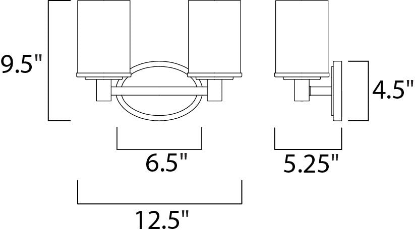 Maxim Cylinder 2-Light Bath Vanity in Satin Nickel 9052SWSN