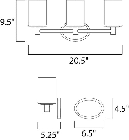 Maxim Cylinder 3-Light Bath Vanity in Satin Nickel 9053SWSN